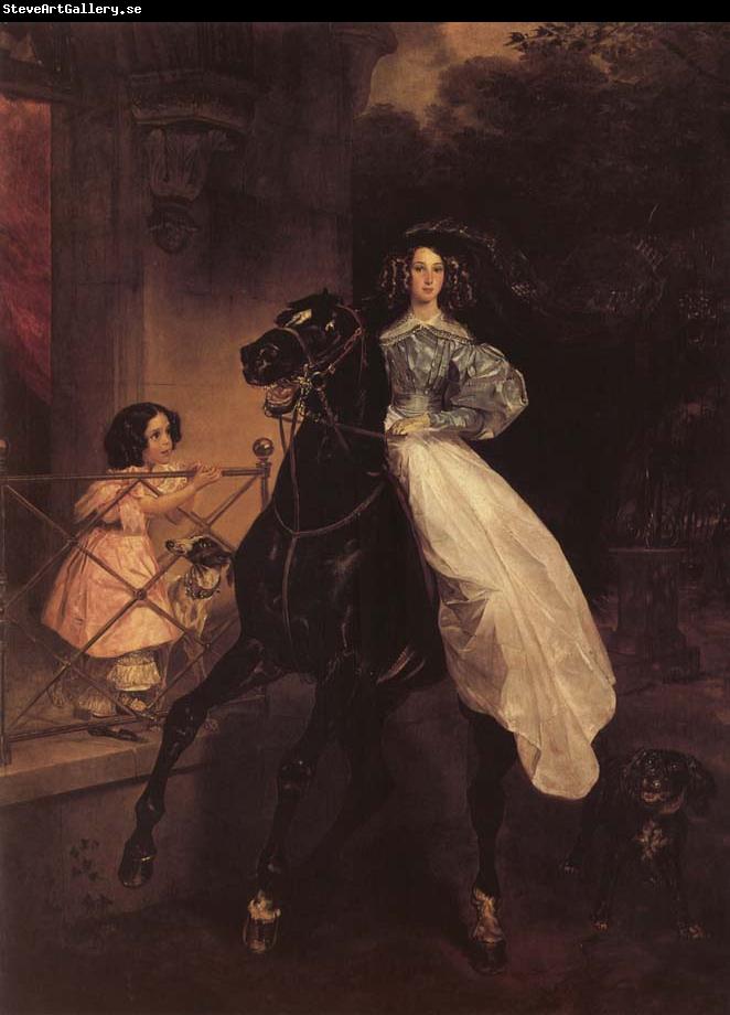 Karl Briullov Rider,Portrait of Giovannina and Amazillia Paccini